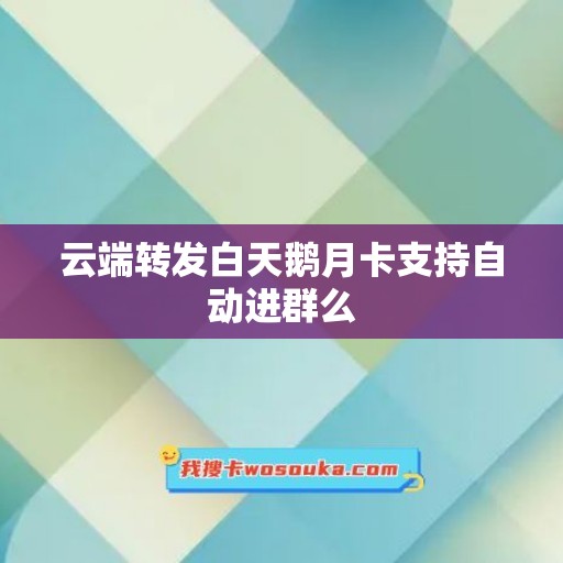 云端转发白天鹅月卡支持自动进群么