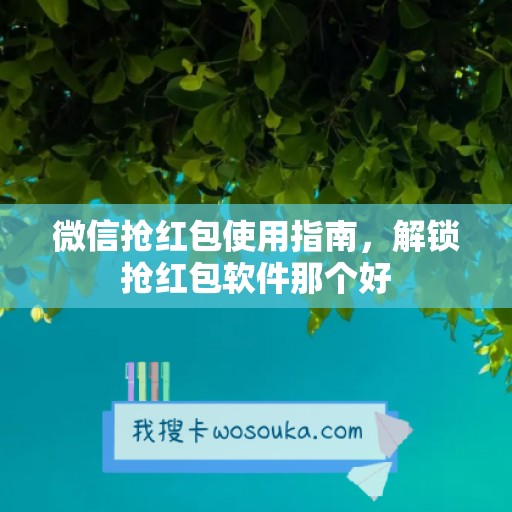 微信抢红包使用指南，解锁抢红包软件那个好