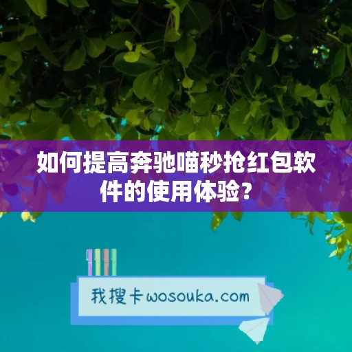 如何提高奔驰喵秒抢红包软件的使用体验？