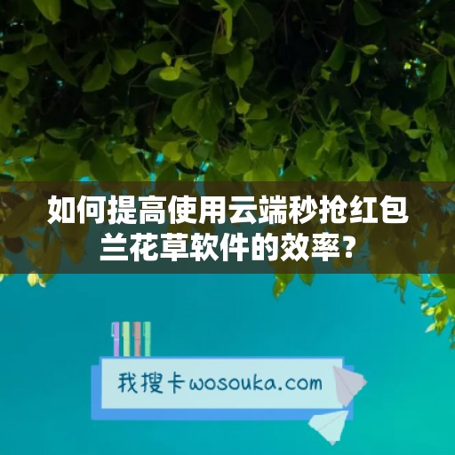 如何提高使用云端秒抢红包兰花草软件的效率？