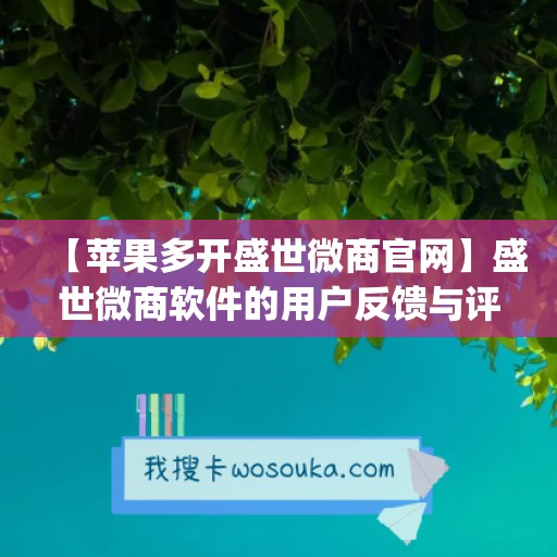 【苹果多开盛世微商官网】盛世微商软件的用户反馈与评价(微信分身盛世微商)