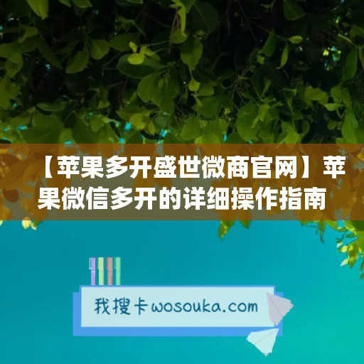 【苹果多开盛世微商官网】苹果微信多开的详细操作指南(微信分身盛世微商)