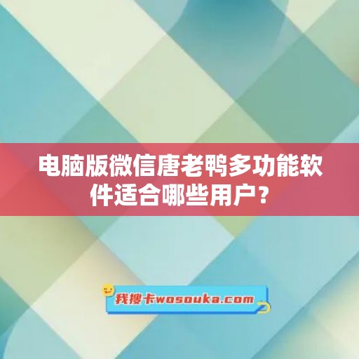 电脑版微信唐老鸭多功能软件适合哪些用户？