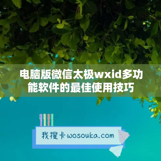 电脑版微信太极wxid多功能软件的最佳使用技巧