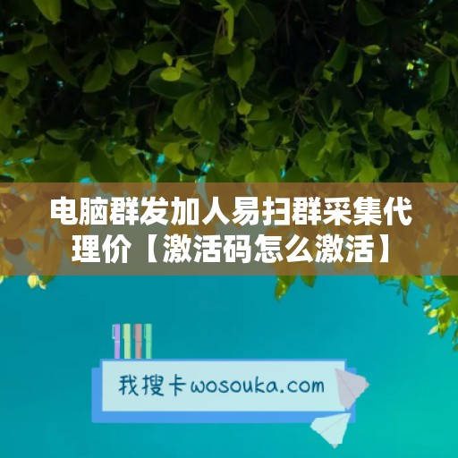 电脑群发加人易扫群采集代理价【激活码怎么激活】