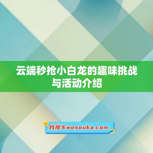 云端秒抢小白龙的趣味挑战与活动介绍