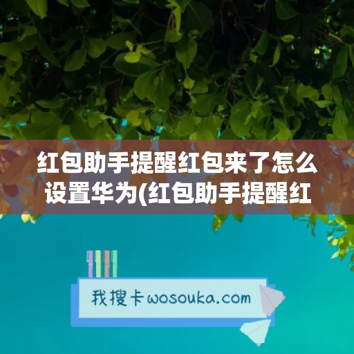 红包助手提醒红包来了怎么设置华为(红包助手提醒红包来了怎么设置华为手机)