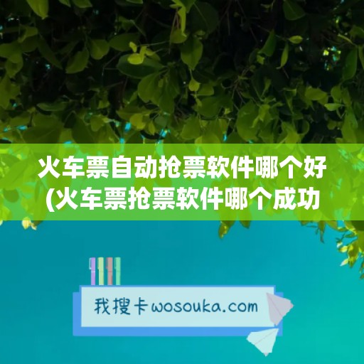 火车票自动抢票软件哪个好(火车票抢票软件哪个成功率最高)