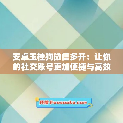 安卓玉桂狗微信多开：让你的社交账号更加便捷与高效