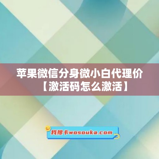 苹果微信分身微小白代理价【激活码怎么激活】