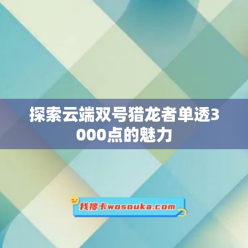 探索云端双号猎龙者单透3000点的魅力