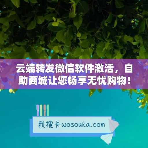 云端转发微信软件激活，自助商城让您畅享无忧购物！