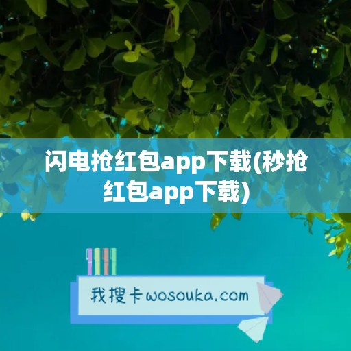 闪电抢红包app下载(秒抢红包app下载)