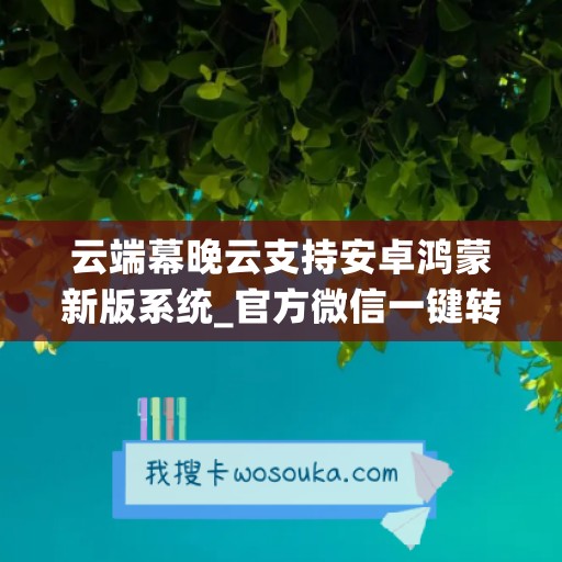 云端幕晚云支持安卓鸿蒙新版系统_官方微信一键转发