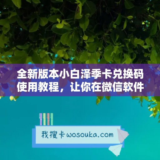 全新版本小白泽季卡兑换码使用教程，让你在微信软件中畅享纷呈服务