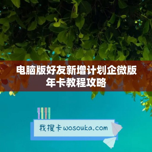 电脑版好友新增计划企微版年卡教程攻略