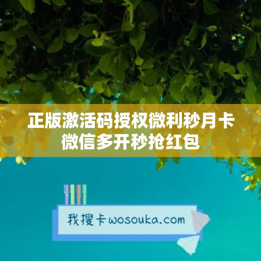 正版激活码授权微利秒月卡微信多开秒抢红包