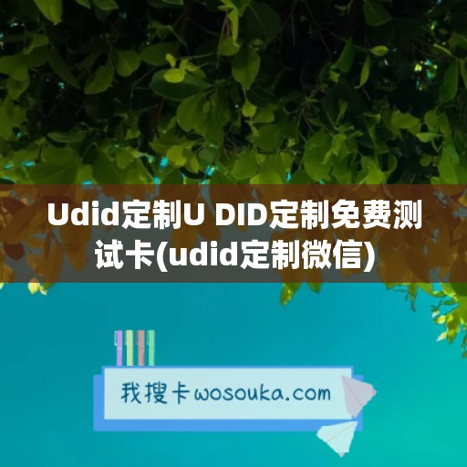 Udid定制U DID定制免费测试卡(udid定制微信)