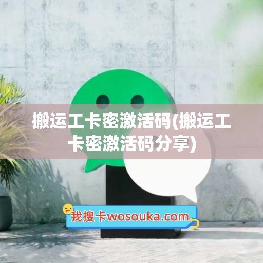 搬运工卡密激活码(搬运工卡密激活码分享)