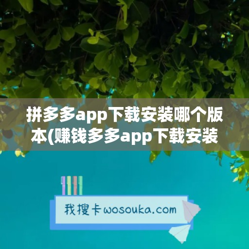 拼多多app下载安装哪个版本(赚钱多多app下载安装)