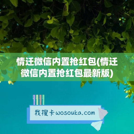 情迁微信内置抢红包(情迁微信内置抢红包最新版)