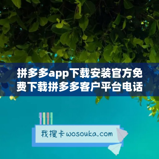 拼多多app下载安装官方免费下载拼多多客户平台电话