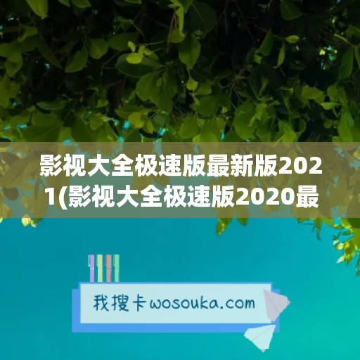 影视大全极速版最新版2021(影视大全极速版2020最新版下载)