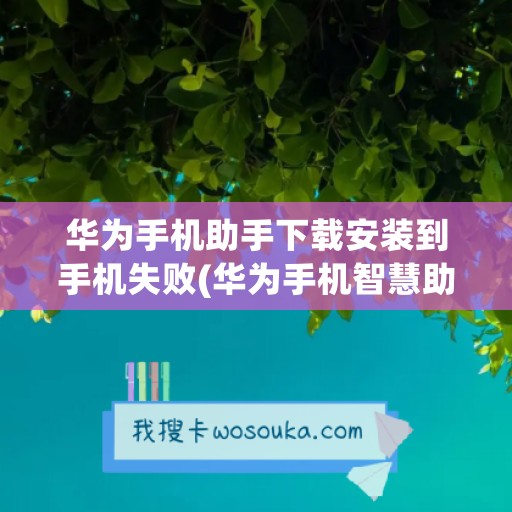 华为手机助手下载安装到手机失败(华为手机智慧助手下载安装)