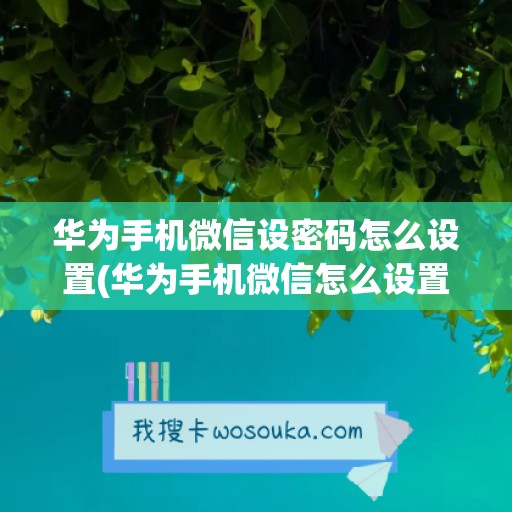 华为手机微信设密码怎么设置(华为手机微信怎么设置浮窗回复)