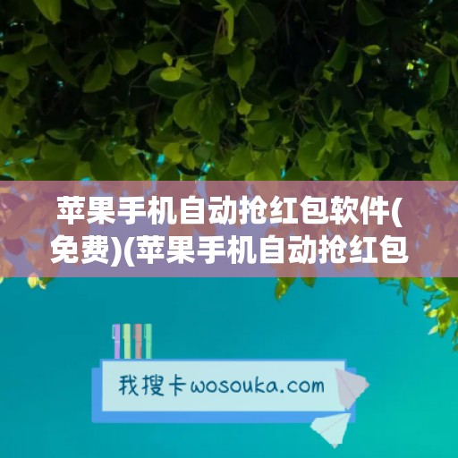 苹果手机自动抢红包软件(免费)(苹果手机自动抢红包软件免费下载)