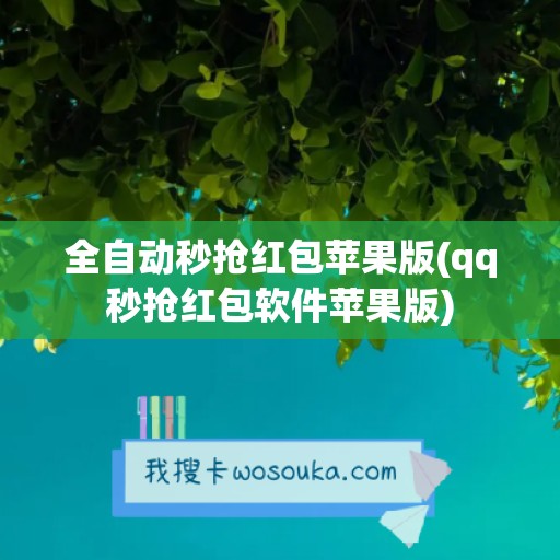 全自动秒抢红包苹果版(qq秒抢红包软件苹果版)