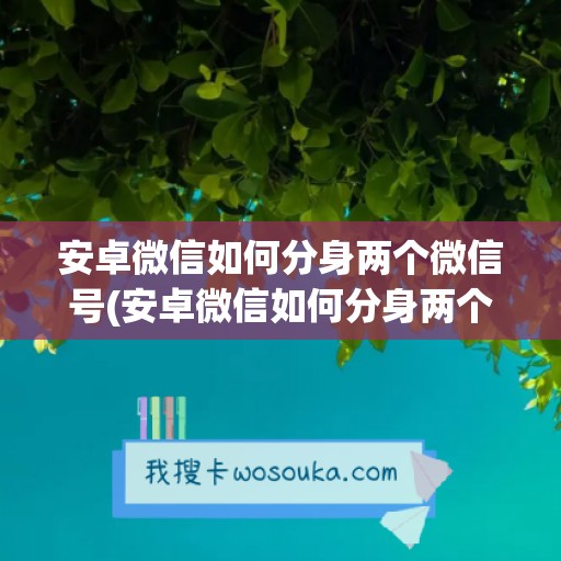 安卓微信如何分身两个微信号(安卓微信如何分身两个微信)