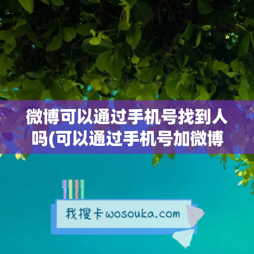 微博可以通过手机号找到人吗(可以通过手机号加微博吗)