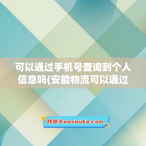 可以通过手机号查询到个人信息吗(安能物流可以通过手机号查询吗)