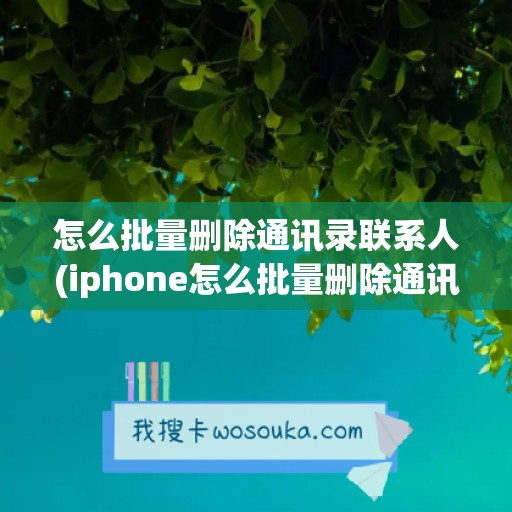 怎么批量删除通讯录联系人(iphone怎么批量删除通讯录联系人)