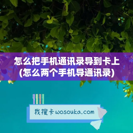 怎么把手机通讯录导到卡上(怎么两个手机导通讯录)