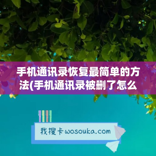 手机通讯录恢复最简单的方法(手机通讯录被删了怎么恢复)