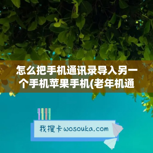 怎么把手机通讯录导入另一个手机苹果手机(老年机通讯录怎么导入另一个手机)