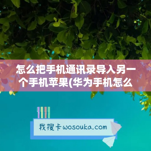 怎么把手机通讯录导入另一个手机苹果(华为手机怎么把通讯录导入另一个手机)