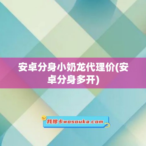 安卓分身小奶龙代理价(安卓分身多开)