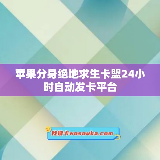 苹果分身绝地求生卡盟24小时自动发卡平台