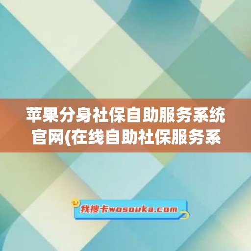 苹果分身社保自助服务系统官网(在线自助社保服务系统)