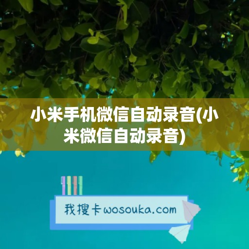 小米手机微信自动录音(小米微信自动录音)