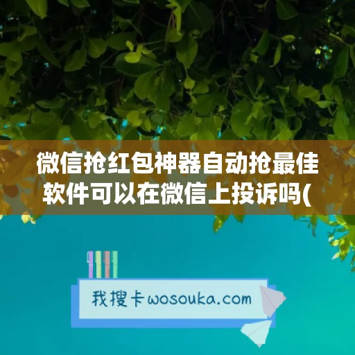 微信抢红包神器自动抢最佳软件可以在微信上投诉吗(微信抢红包神器自动抢最佳软件下载)