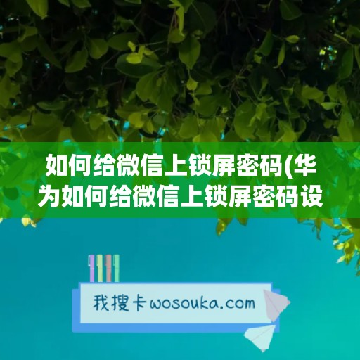 如何给微信上锁屏密码(华为如何给微信上锁屏密码设置)