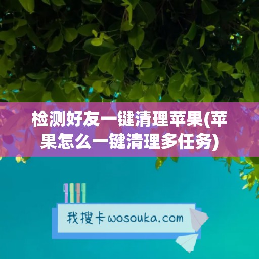 检测好友一键清理苹果(苹果怎么一键清理多任务)