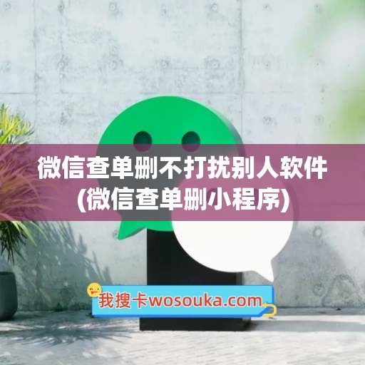 微信查单删不打扰别人软件(微信查单删小程序)