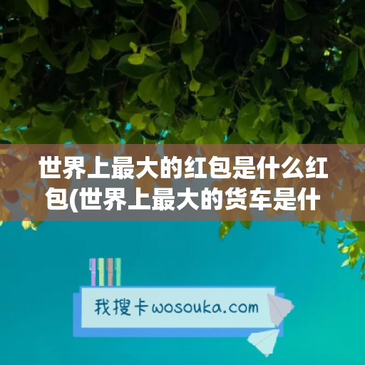 世界上最大的红包是什么红包(世界上最大的货车是什么车)