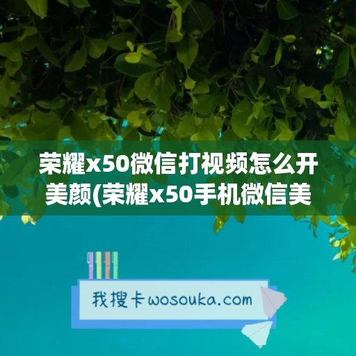 荣耀x50微信打视频怎么开美颜(荣耀x50手机微信美颜怎么开的)