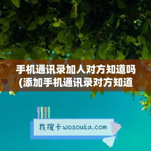 手机通讯录加人对方知道吗(添加手机通讯录对方知道吗)